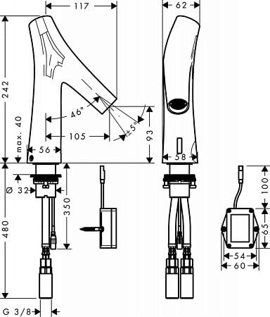 AXOR STARCK ORGANIC FOTOSELLI LAVABO BATARYASI ELEKTRIKLI PILLI KROM 12172000