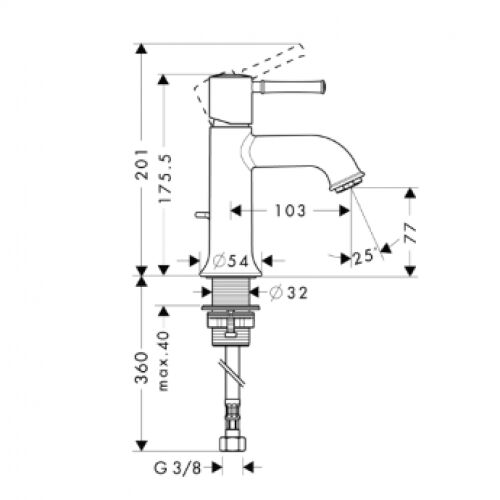 HANSGROHE TALIS CLASSIC TEK KOLLU LAVABO BATARYASI  KROM 14111000
