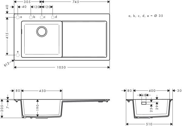 HANSGROHE S711 EVIYE ANKASTRE S5110-F450 450 DAMLALIKLI 43330170