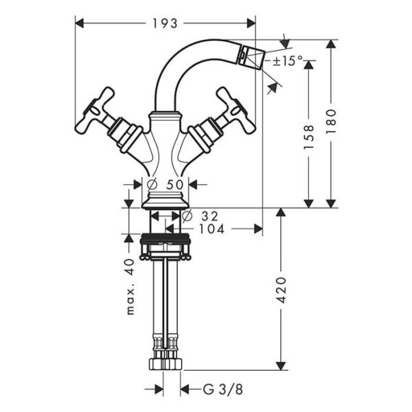 AXOR MONTREUX IKI KOLLU BIDE BATARYASI GIDER SETLI ALTIN  16520990