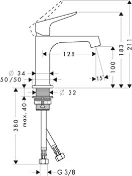 AXOR CITTERIO M TEK KOLLU LAVABO BATARYASI 100 KROM 34017000