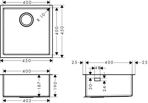 HANSGROHE S719 EVIYE TEZGAH ALTI S719-U400 400 43425800