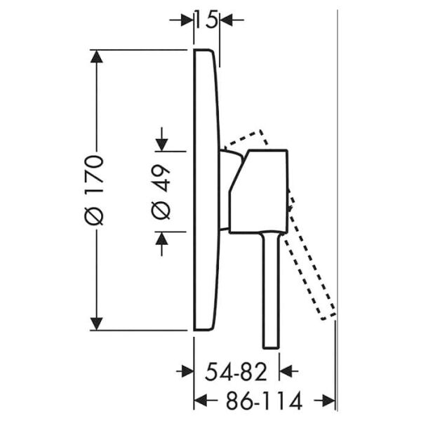 AXOR STARCK TEK KOLLU BANYO BATARYASI YUVARLAK CUBUK VOLAN ILE MAT SIYAH 10616340