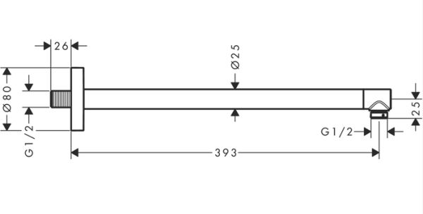 HANSGROHE VERNIS BLEND TEPE DUSU TAVAN BAGLANTISI S39 CM SATIN SIYAH 24357670
