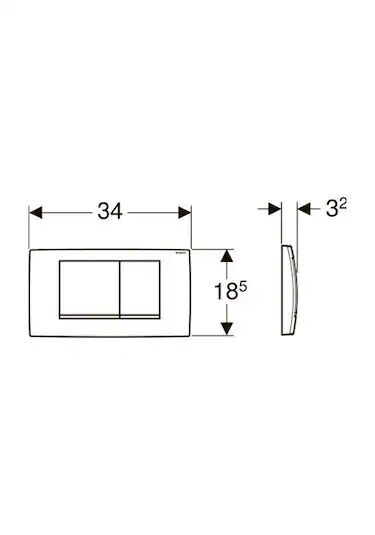 GEBERIT TWINLINE30 KUMANDA KAPAGI CIFT BASMALI MAT KROM 115.899.KN.1