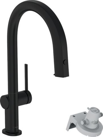 HANSGROHE AQITTURA M91 EVIYE BATARYASI FILTERSYSTEM 210 CEKILEBILIR GAGA 1 JET SBOX MAT SIYAH 76826670