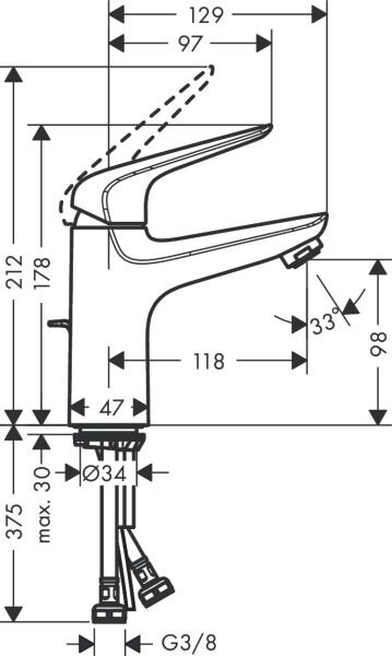 HANSGROHE NOVUS TEK KOLLU LAVABO BATARYASI 100MM KROM 71030000