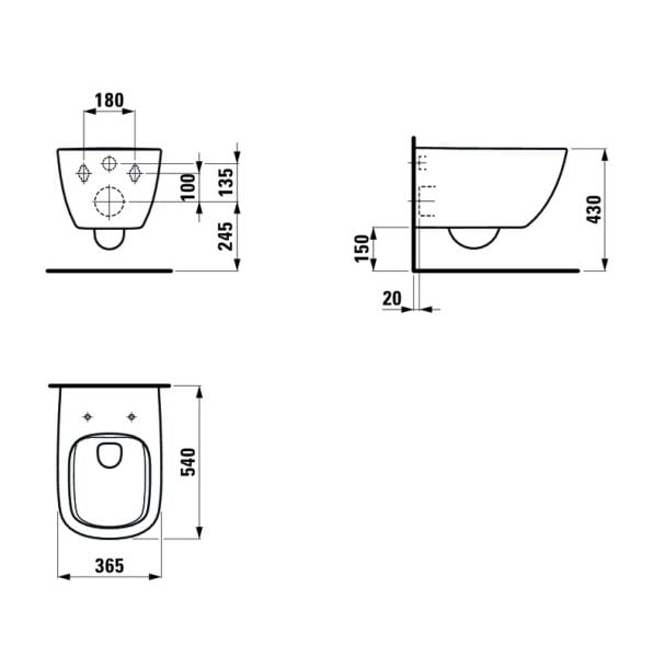 LAUFEN INO ASMA KLOZET CERCEVESIZ KENARSIZ SIFON BEYAZ H8208020000001