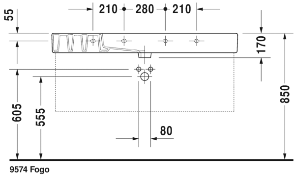DURAVIT VERO ETAJERLI LAVABO 125 CM DELIKSIZ 0329120060