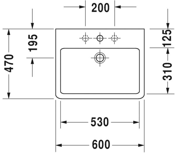 DURAVIT VERO TEZGAH USTU LAVABO 600x470MM BATARYA DELIKLI 0454600000