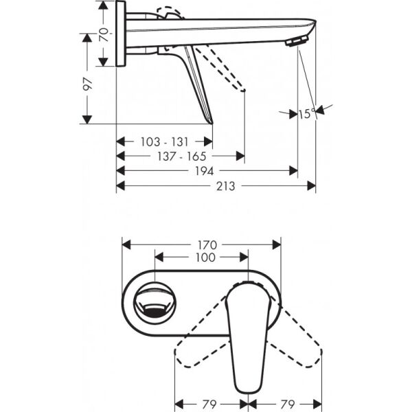 HANSGROHE NOVUS TEK KOLLU LAVABO BATARYASI 195MM GAGA KROM 71127000