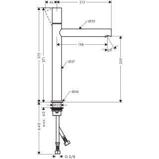 AXOR UNO TEK KOLLU LAVABO BATARYASI 260MM ZERO VOLAN FIRCALANMIS KIRMIZI ALTIN 45004310