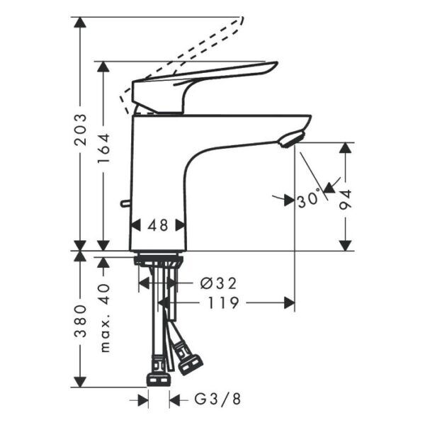 HANSGROHE LOGIS E TEK KOLLU LAVABO BATARYASI 100MM KROM 71161000