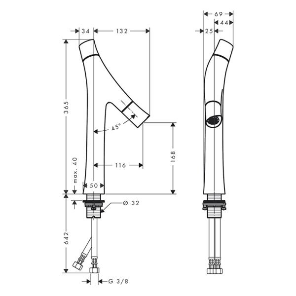 AXOR STARCK ORGANIC IKI KOLLU LAVABO BATARYASI 170 MM 2 VOLANLI MAT BRONZ 12012340