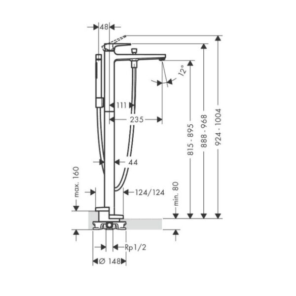HANSGROHE METROPOL TEK KOLLU KUVET BATARYASI MAT SYH  32532670