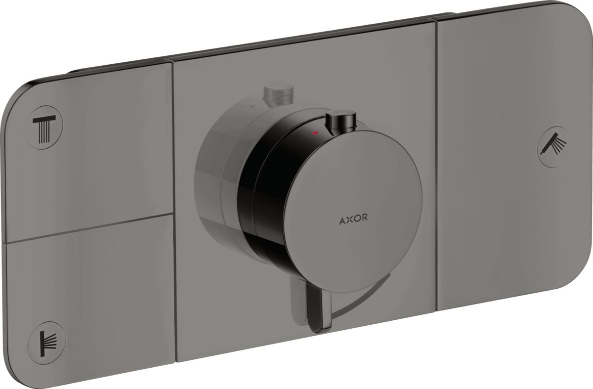 AXOR ONE BANYO BATARYASI TERMOSTATIK MODUL 3 CIKIS PARLAK SIYAH KROM 45713330