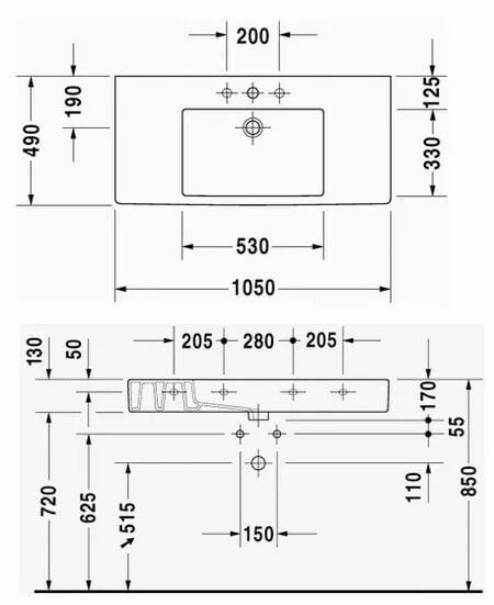 DURAVIT VERO ETAJERLI LAVABO VERO SIYAH 0329100800