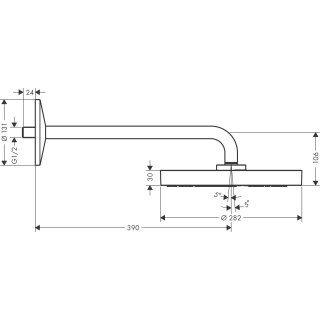 AXOR ONE TEPE DUSU 280 1 JET DUS DIRSEGI ILE PARLAK SIYAH KROM 48491330