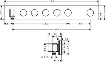 AXOR SHOWERSOLUTION BANYO BATARYASI TERMOSTATIK MODUL SELECT 4 CIKIS 600/90 MAT BRONZ 18357140