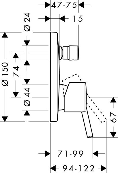 HANSGROHE TALIS TEK KOLLU BANYO BATARYASI ANKASTRE KROM 32475000
