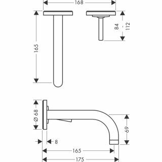 AXOR UNO 2-DELIKLI LAVABO BATARYASI 165MM GAGA 38113300