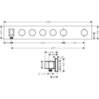 AXOR SHOWERSOLUTION BANYO BATARYASI 4 CIKIS TERMOSTATIK MODUL SELECT 600*90 FIRCALANMIS PIRINC 18357950
