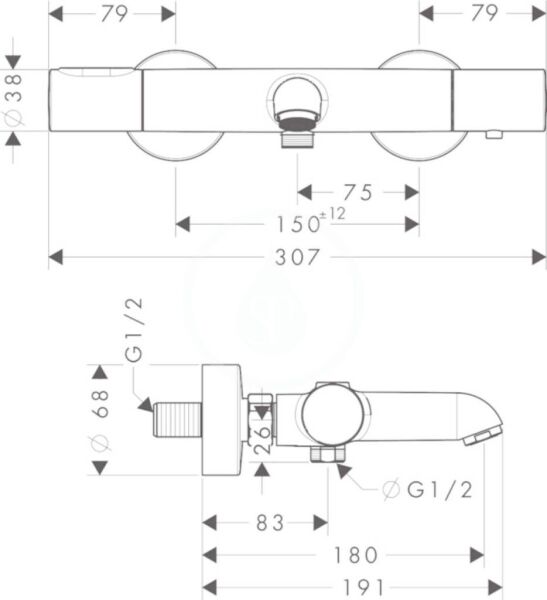 AXOR CITTERIO M BANYO BATARYASI TERMOSTATIK  KROM 34435000