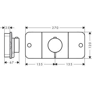 AXOR ONE BANYO BATARYASI TERMOSTATIK MODUL 2 CIKIS ICIN MAT PIRINC 45712950