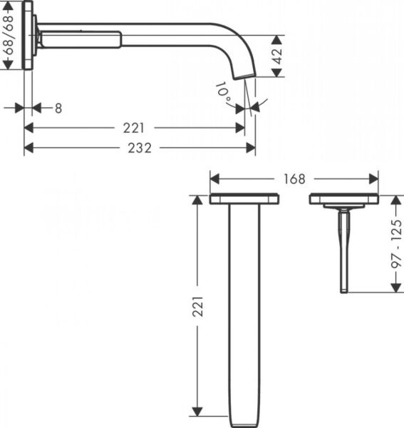 AXOR CITTERIO E TEK KOLLU BANYO BATARYASI ANKASTRE MAT SIYAH KROM 36106340