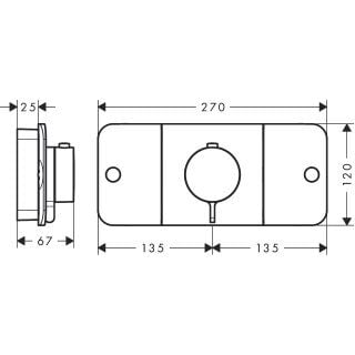 AXOR ONE BANYO BATARYASI TERMOSTATIK MODUL 2 CIKIS MAT NIKEL 45712820