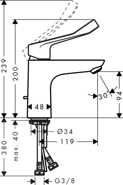 HANSGROHE FOCUS TEK KOLLU LAVABO BATARYASI 100 EKSTRA UZUN VOLAN KROM 31911000
