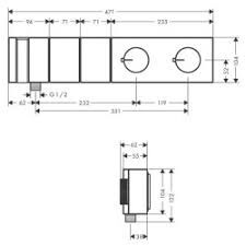 AXOR EDGE BANYO BATARYASI TERMOSTATIK MODUL SELECT 2 CIKIS 470/100 ELMAS KESIM KROM 46701000