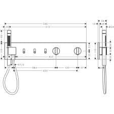 AXOR SHOWERCOMPOSITION BANYO BATARYASI TERMOSTATIK MODUL 610/110 4 CIKIS MAT SIYAH KROM 12573340