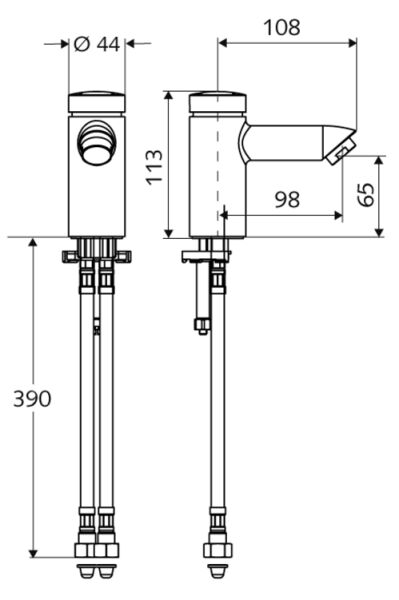 SCHELL UNIVERSAL LAVABO BATARYASI ZAMAN AYARLI CIFT SU GIRISLI PETIT SC  021510699