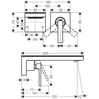 AXOR MY EDITION TEK KOLLU LAVABO BATARYASI ANK. 221MM GAGA SIYAH KROM 47062330