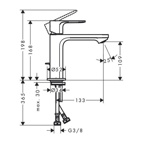 HANSGROHE REBRIS E LAVABO BATARYASI 110 SATIN SIYAH 72559670