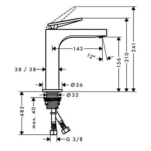 AXOR CITTERIO TEK KOLLU LAVABO BATARYASI 160 KUMANDASIZ RHOMBIC KESIM PARLAK ALTIN 39081990