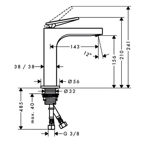 AXOR CITTERIO TEK KOLLU LAVABO BATARYASI 160 KUMANDASIZ RHOMBIC KESIM PARLAK ALTIN 39081990