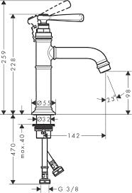 AXOR MONTREUX TEK KOLLU LAVABO BATARYASI 100 MM GIDER SETI ILE MAT BRONZ 16516140