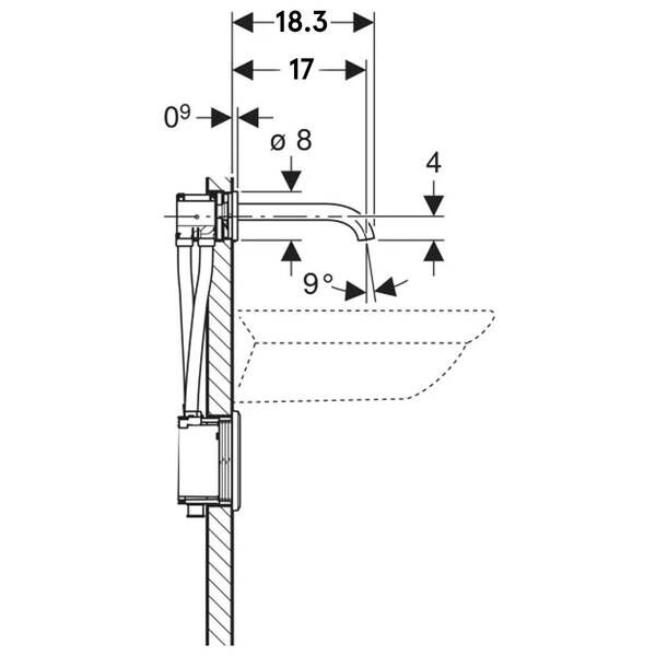GEBERIT PIAVE FOTOSELLI LAVABO BATARYASI 17 CM CIFT SU GIRISLI ELEKTIRIKLI 116.262.21.1