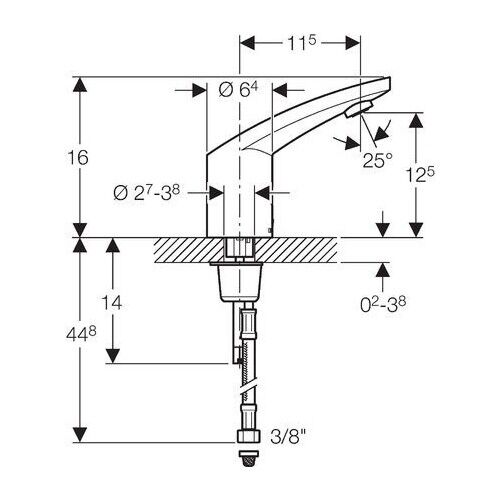 GEBERIT TYPE 185 FOTOSELLI LAVABO BATARYASI ELEKTRIKLI PARLAK KROM 116.135.21.1