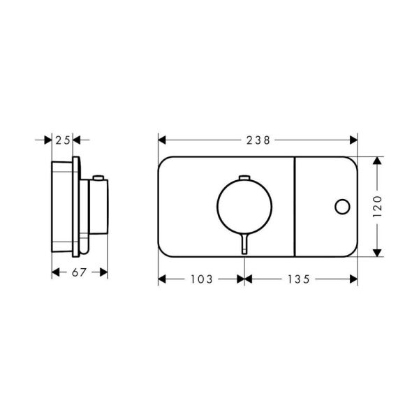 AXOR ONE BANYO BATARYASI TERMOSTATIK MODUL 1 CIKIS KROM 45711000