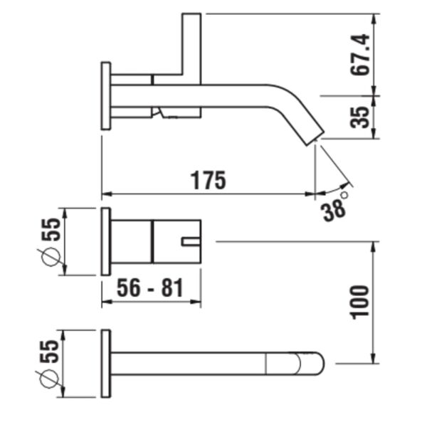 LAUFEN KARTELL LAVABO BATARYASI 175 MM GAGA, MAT ALTIN H3113360831201