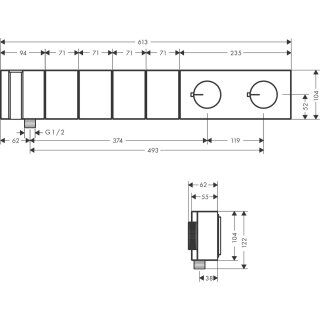 AXOR EDGE BANYO BATARYASI TERMOSTATIK DORT CIKIS ELMAS KESIM PARLAK ALTIN 46721990