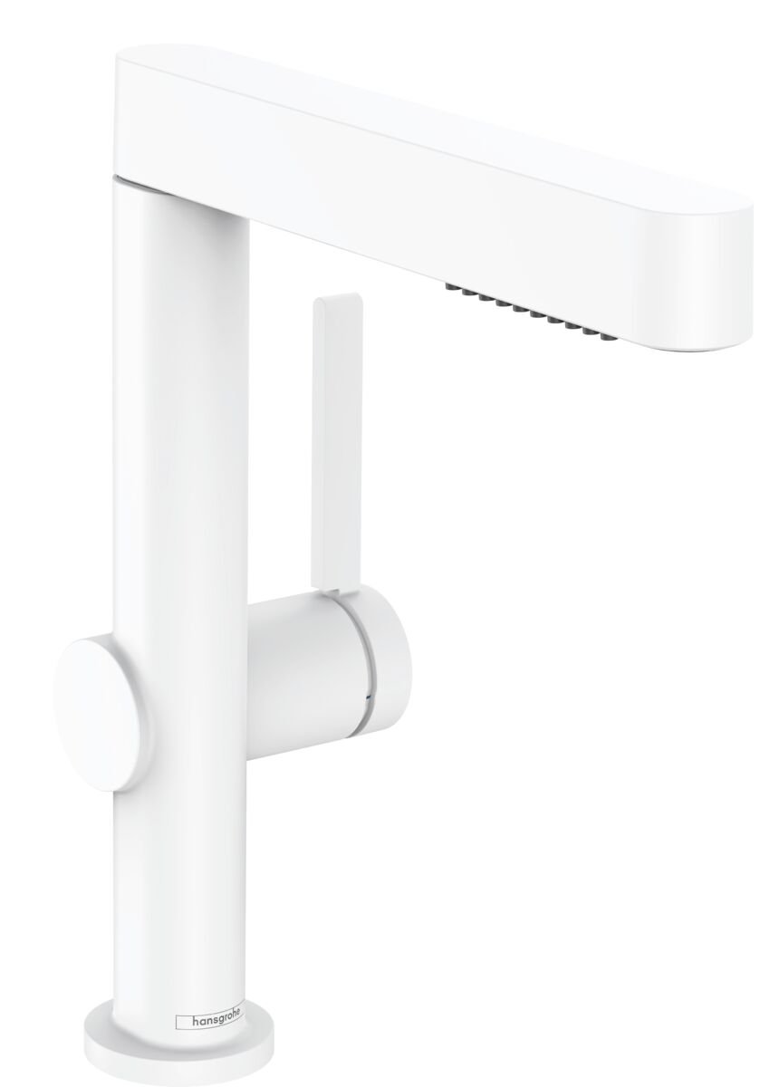 HANSGROHE FINORIS TEK KOLLU LAVABO BATARYASI  CEKILEBILIR BASLIK 2JET VE BAS-AC GIDER SETI ILE MAT BEYAZ 76063700
