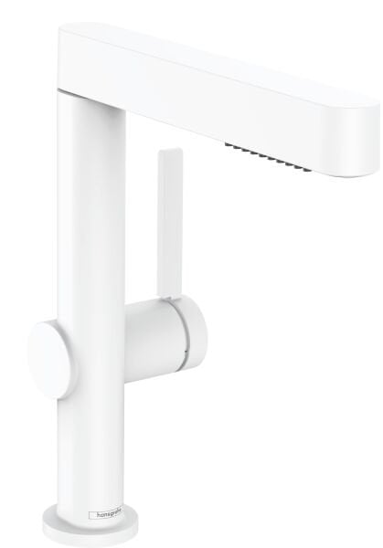 HANSGROHE FINORIS TEK KOLLU LAVABO BATARYASI  CEKILEBILIR BASLIK 2JET VE BAS-AC GIDER SETI ILE MAT BEYAZ 76063700
