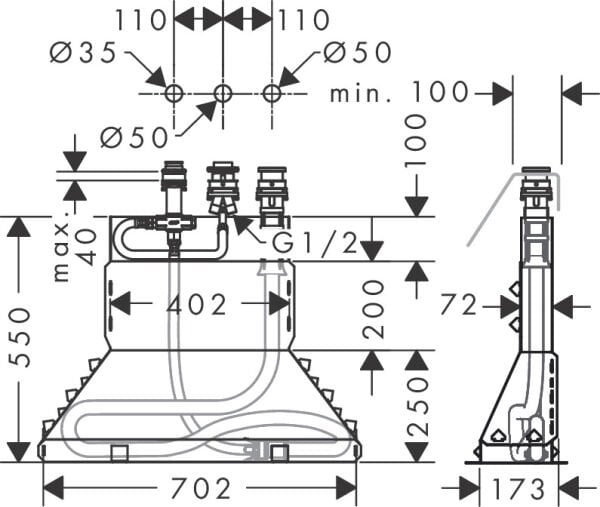 HANSGROHE UNIVERSAL IC SET KUVET BATARYASI 3 DELIKLI 13437180
