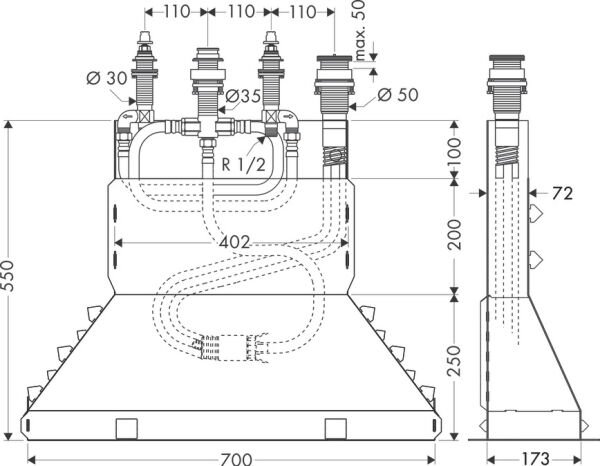 HANSGROHE METRIS S IC SET DORT DELIKLI KUVET BATARYASI ICIN 13444180