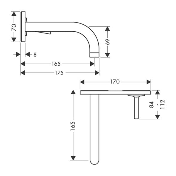 AXOR UNO TEK KOLLU LAVABO BATARYASI PARLAK CELIK 38113800
