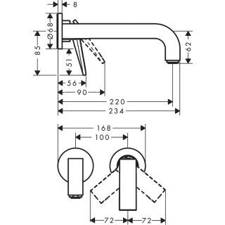 AXOR CITTERIO TEK KOLLU LAVABO BATARYASI RHOMBIC KESIM MAT BRONZ 39181140